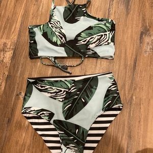 SHEIN tropical  bikini with reversible bottoms